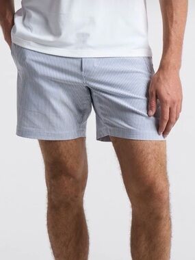 Birddogs Men’s Navy Lined Light Blue & White Striped Shorts Size Medium